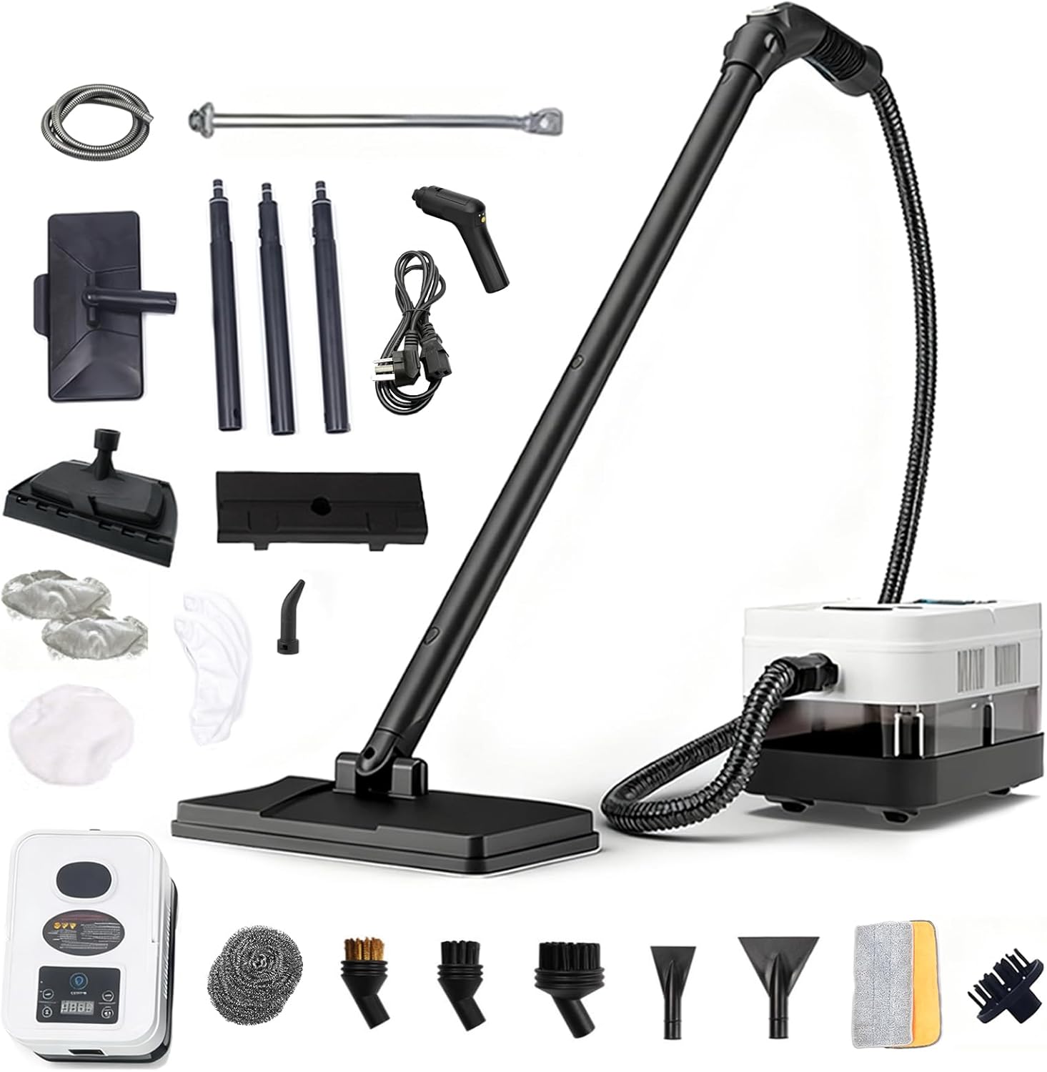 12-in-1 Steam Mop, Steam Cleaners with 21 Attachments, Detachable Handheld Steamer, 1200ML Tank & 15s Fast Heat-Up, Steam Mops for Floor Cleaning, Multipurpose Steamer for Home,Tile&Grout&Wall&Car