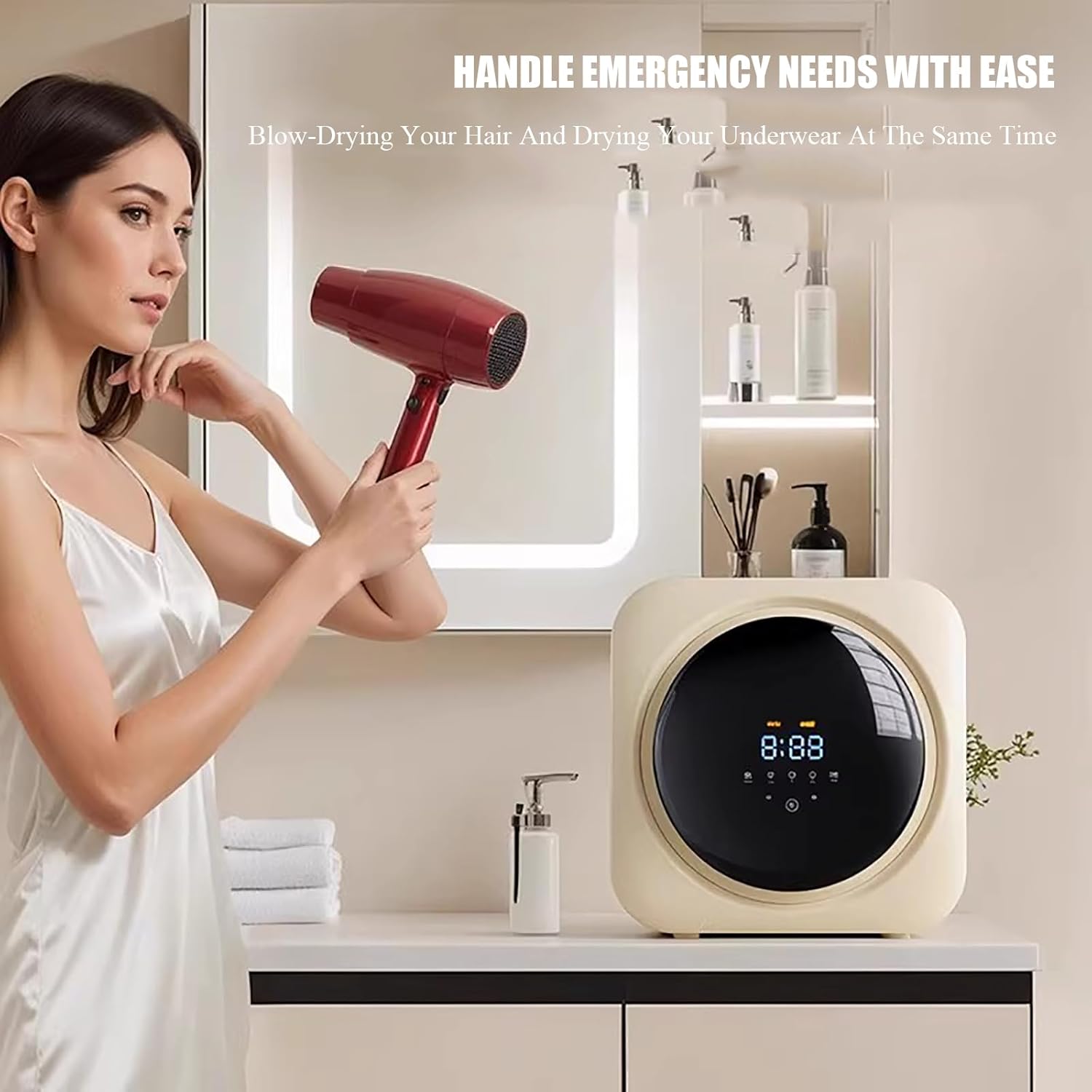 Portable Mini Washing Machine - Wall-Mounted Countertop Washer & Dryer Combo for Small Clothes, Underwear & Socks - Compact, Efficient & Space-Saving Solution