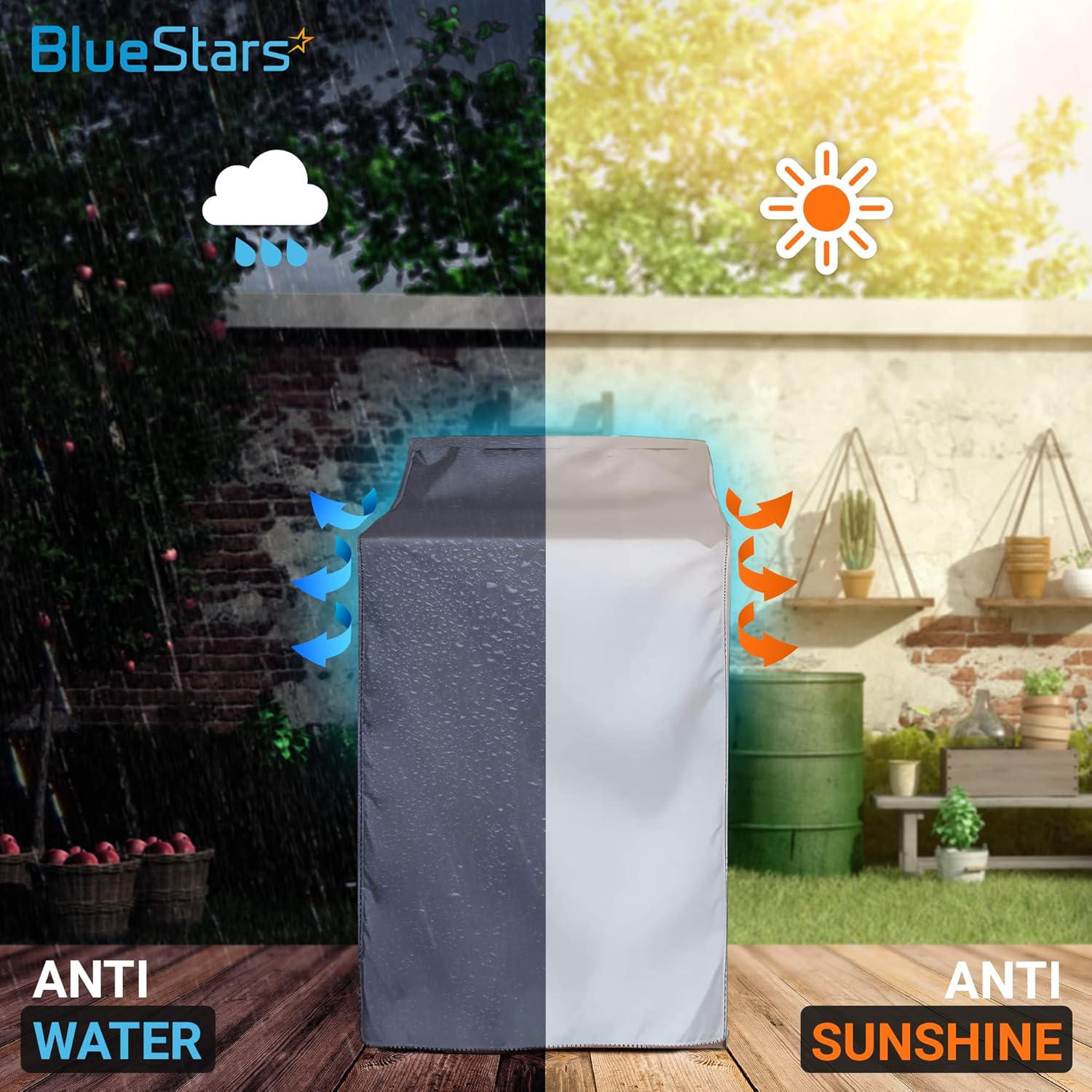 BlueStars 2PCS Washer and Dryer Covers For Top-load and Front-load Machines - Premium Outdoor Protection For Most Dryer Washer Cover - W29”x D28”x H43” (Silver)