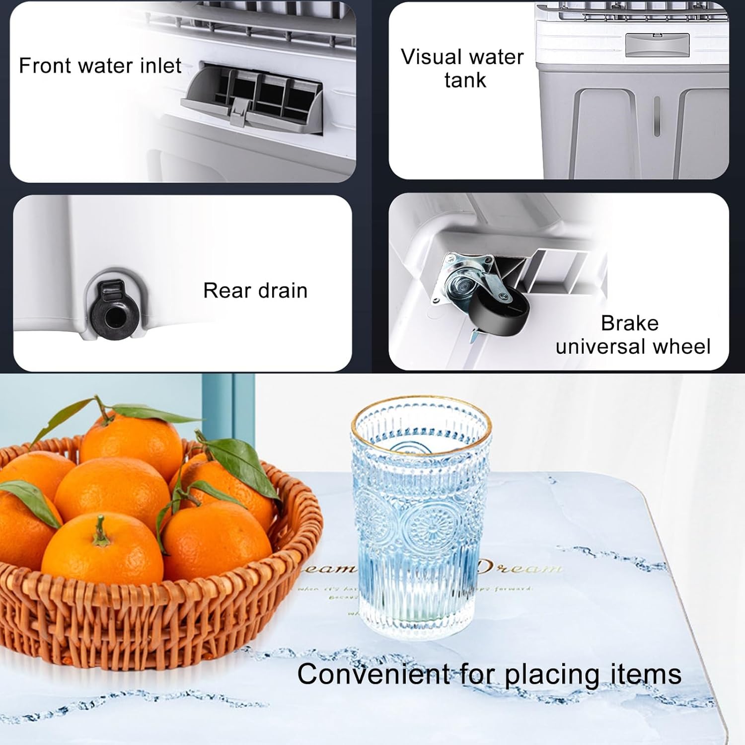 Portable Air Conditioners, 3800 CFM Swamp Cooler with 13 Gal Water Tank, 3-Speed Fan, Evaporative Air Cooler with 4 Ice Packs for Outdoor, Office, Home