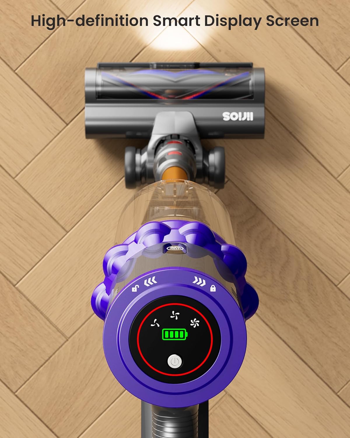 Cordless Vacuum Cleaner,600W 50KPA 65Mins Self-Standing Vacuum Cleaners for Home, Stick Vacuum Cordless with Wall Mount Charging, LED Display, Upgraded Roller Brush for Carpet,Pet Hair,Hardwood Floor