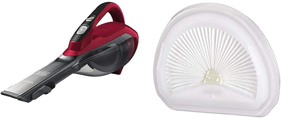 BLACK+DECKER Dustbuster Handheld Vacuum, Cordless, Chili Red with Replacement Filter (HLVA320J26 & VLPF10)
