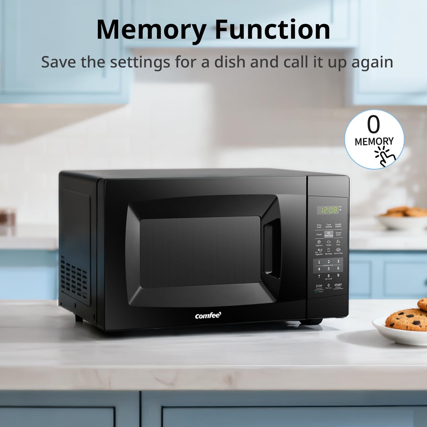 COMFEE' EM720CPL-PMB Countertop Microwave Oven with Sound On/Off, ECO Mode and Easy One-Touch Buttons, 0.7cu.ft, 700W, Black