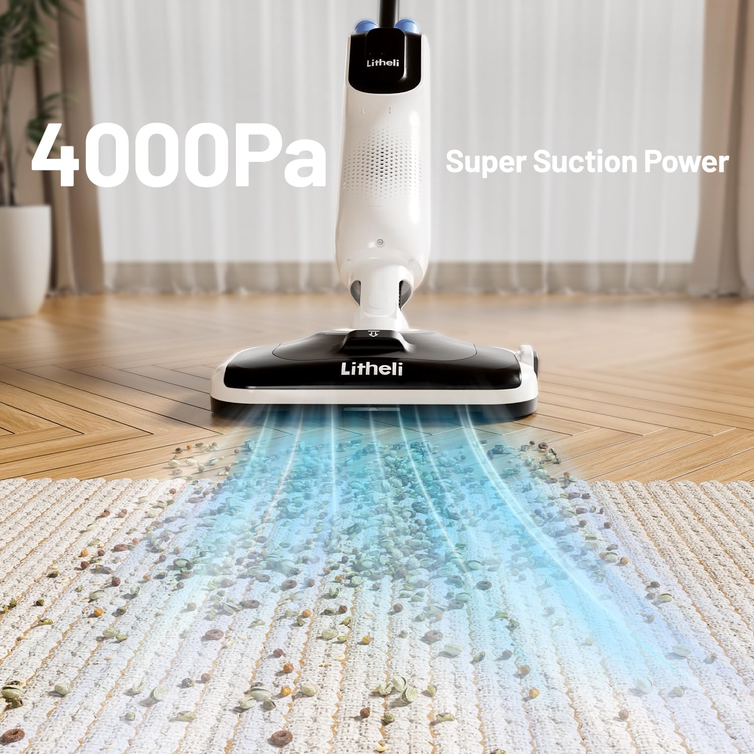 LiTHELi Cordless Vacuum Mop Cleaner, 2-in-1 Hard Floor Stick Vacuum, Wet Dry Mop, 2 Disposable Dust Boxes, 14 Disposable Pads & 1 Washable Pad, 2 Swappable 4000mAh Batteries