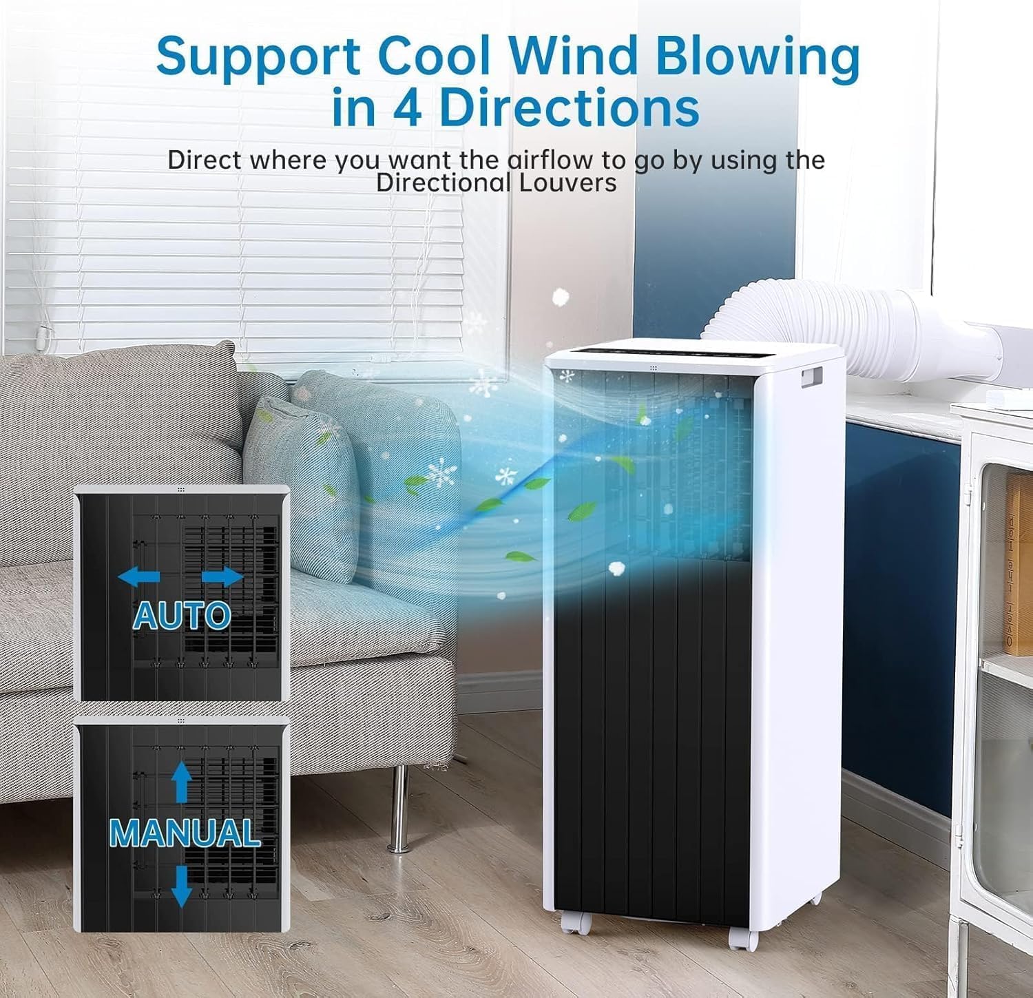 8000 BTU Portable Air Conditioner, 3-In-1 AC Unit with Fan & Dehumidifier, Quiet Cooling for Rooms Up to 350 Sq.Ft, Remote Control & 24H Timer, Standing AC Unit for Bedroom, Office