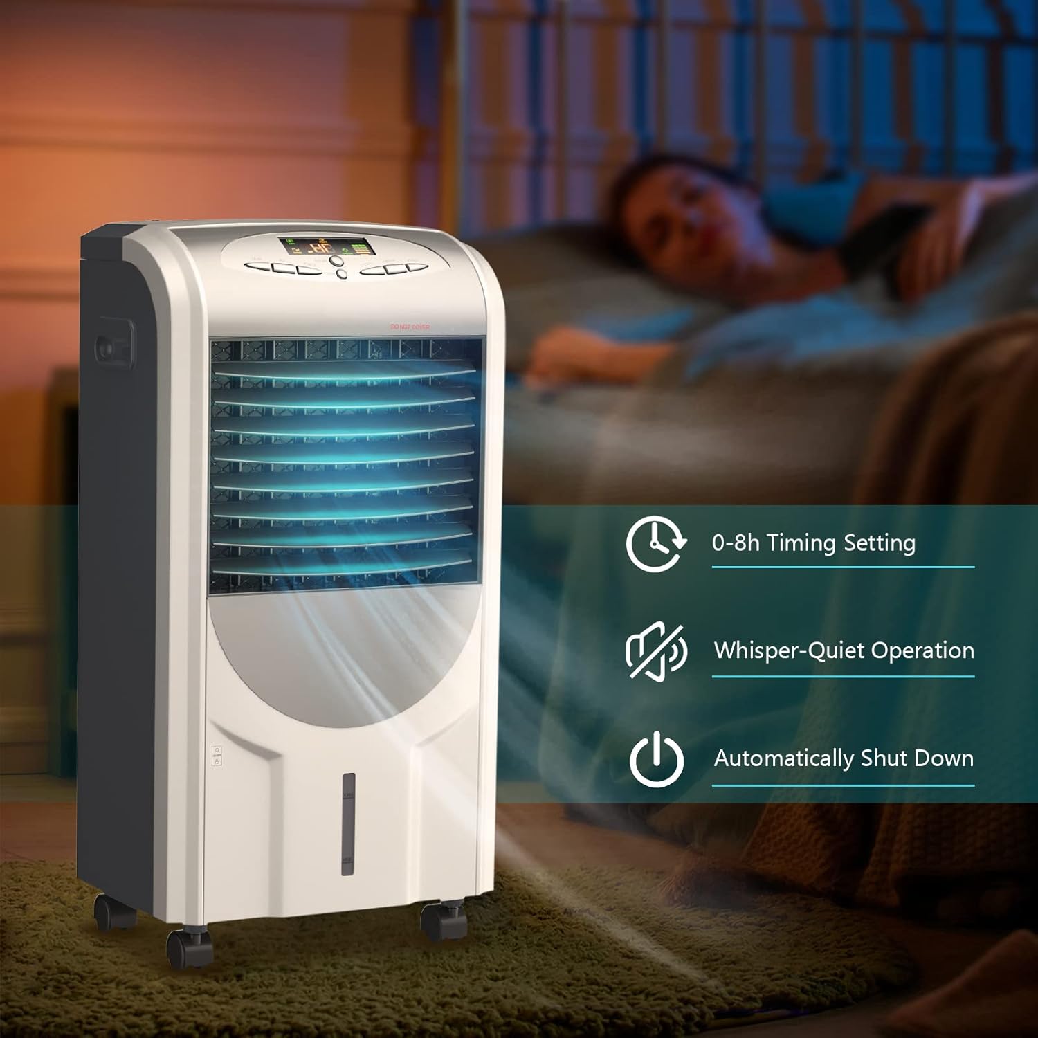 KOTEK Air Cooler and Heater, 5-in-1 Portable Evaporative Air Cooler w/Anion Function, 8H Timer, 3 Modes & 3 Speeds, Bladeless Quiet Evaporative Cooler w/Remote Control for Home, Office