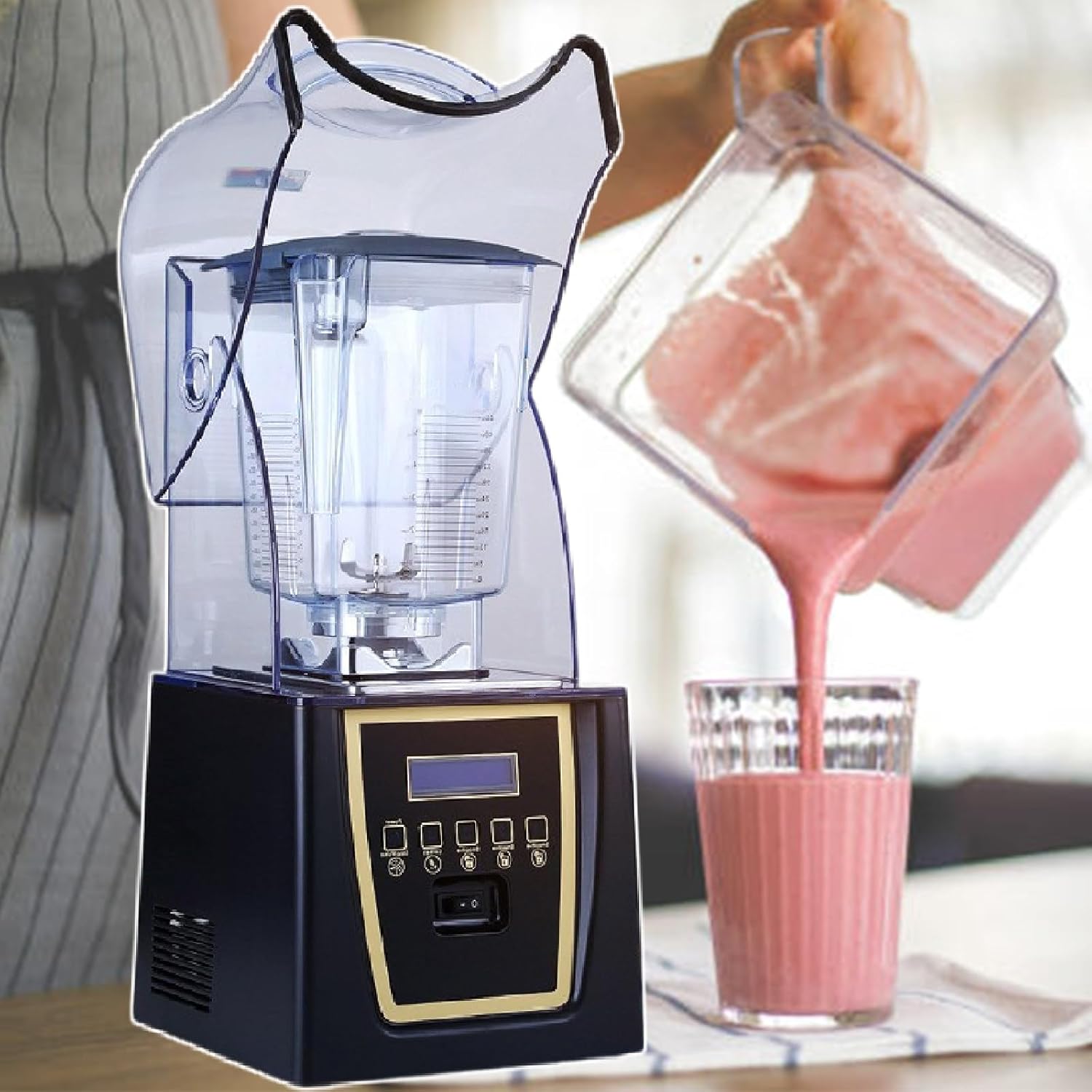 Countertop Quiet Blender - Silent Blender for Kitchen with Sound ShieldSelf, Cleaning Multifunctional for Milk Shakes Smoothie Juice,220V