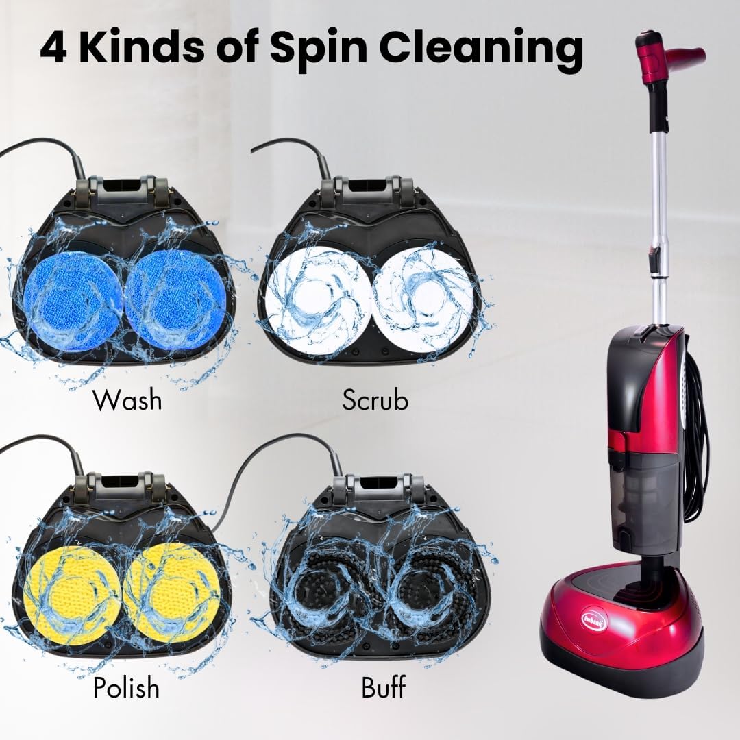 Ewbank EPV1100 4-in-1 Floor Cleaner, Scrubber, Polisher and Vacuum, Red Finish, 23-Foot Power Cord