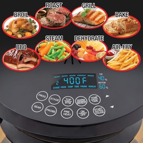 Nuwave Primo Grill Oven PFAS Free Countertop Oven with Convection Top & Grill Bottom, Smart Thermometer, Perfect for Cooking Frozen or Fresh with Surround Heat for Flawless Results
