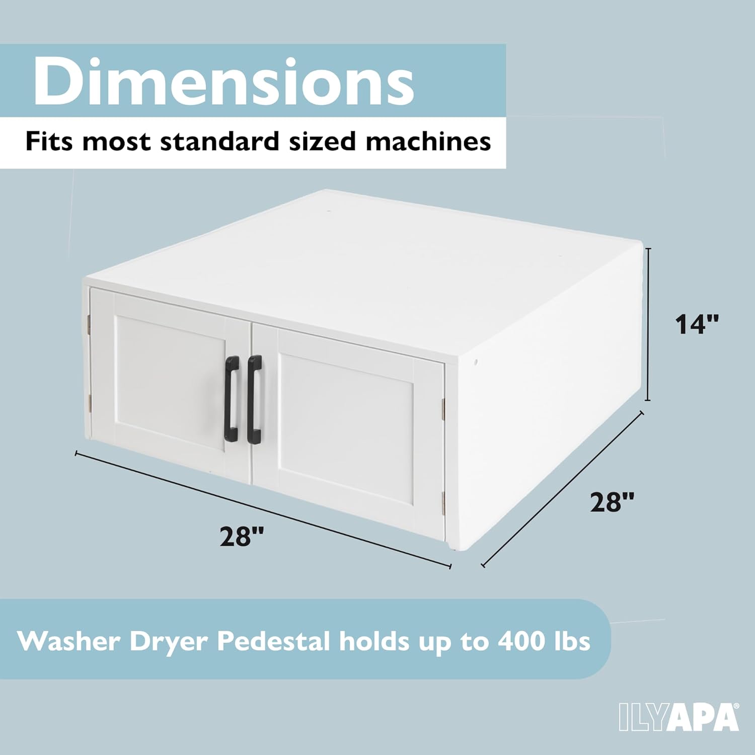 Ilyapa Washer and Dryer Stand - Universal Wooden Laundry Pedestal with Drawer - Compatible with Samsung, LG, GE, Maytag - 28x28x14 in. Patent Pending