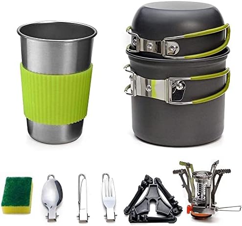 Camping Cookware Set, Camping Pot with Stove Picnic Hiking Utensil Gear Picnic Cookware Cooking Tool Set