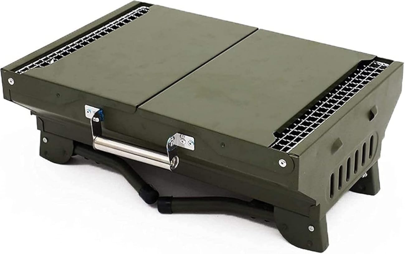 Barbecue Tool Set Lightweight Charcoal BBQ,Iron Portable Folding Charcoal Barbecue Grill with Windshield Shelf for Outdoor Cooking Camping Hiking Picnic Travel Park