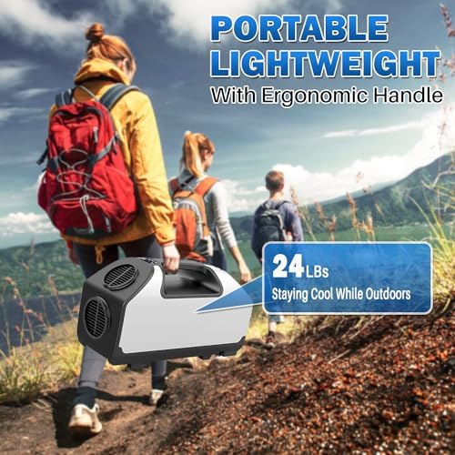 Tent Air Conditioner, 24V 3000BTU 700W Portable Camping Air Conditioner, 15s Fast Cooling LED Display 300Min Contination, 3 Wind Speeds for Van Life, Camping Tent, Outdoor, Indoor White