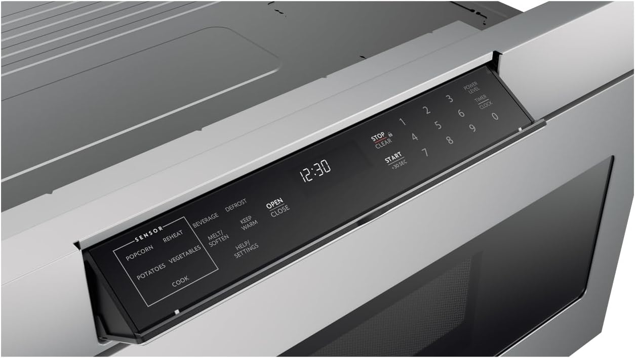 SHARP SMD3070ASY Microwave Drawer Oven, 30-inch, 1.2 Cubic Feet, 950 Watt, Concealed Angled Touch Control Panel with Digital LCD Display, Stainless Steel