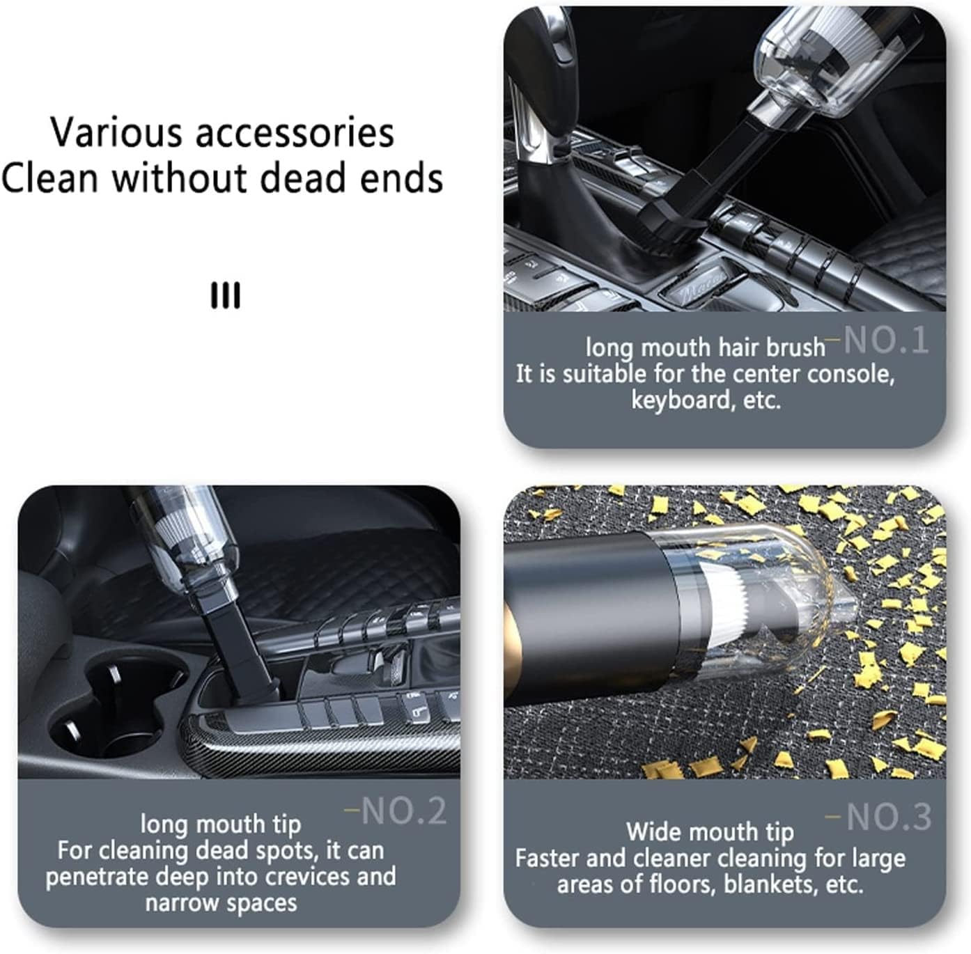 Car Vacuum Cleaner, Mini Handheld Cordless Car Vacuum Cleaner with LED Lighting, Comfortable Mute, Washable Filter for Car Home Office Cleaning