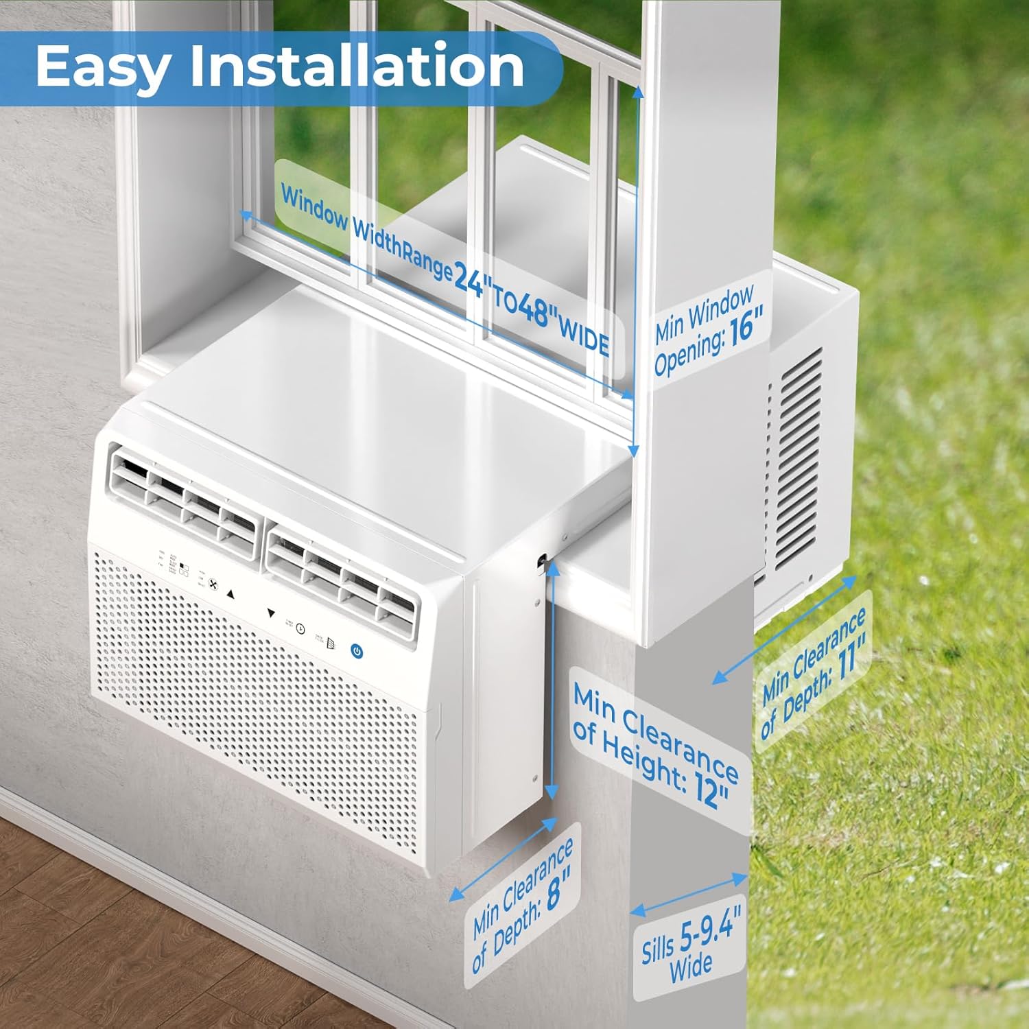 Antarctic Star U-Shaped Window Air Conditioner, 12000BTU Quiet Air Conditioner Window Unit, Cools up to 550 Sq. Ft, Saddle Window AC Units with Full Window View, Energy Saving, 6 Modes, CEER 10.5