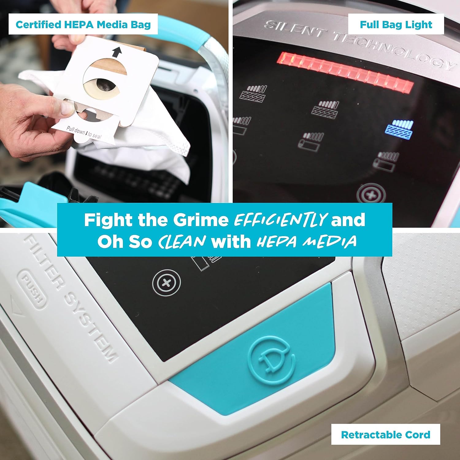 Simplicity Vacuums Scout Plus Canister Vacuum Cleaner, Vacuum Cleaner Carpet and Floor Sweeper with Multifunction Digital Control Panel and Extendable Wand