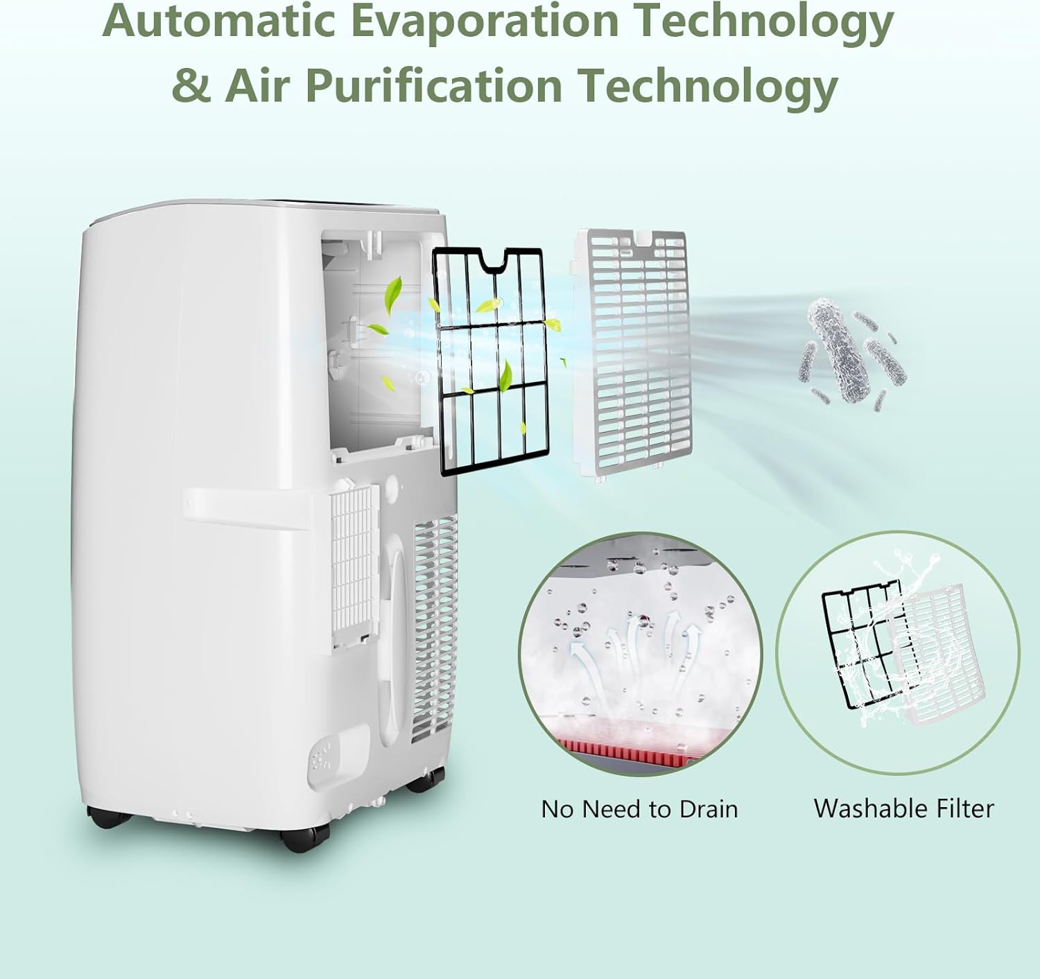 Smart Portable Air Conditioner, 12,000 BTU Portable AC Unit with Follow Me Remote and Window Kit, Smart AC for Rooms Up to 550 Sq. Ft. with Follow Me Remote and Window Kit