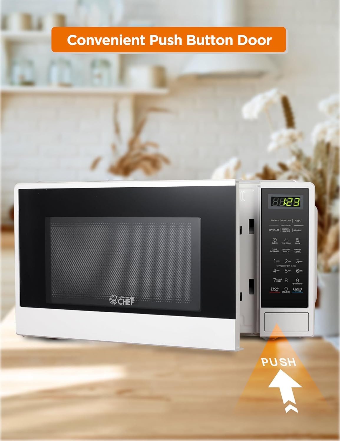 Commercial CHEF Countertop Microwave, 1.1 Cubic feet, White