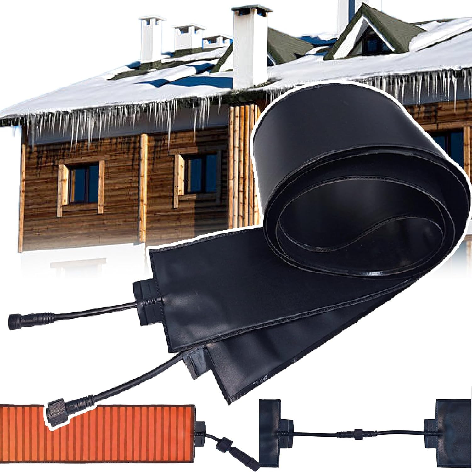 Roof and Valley Heater/Heated Snow Melting Mats,12 Cm/4.72, InFlexible PVC Material, Width,Outdoor Electric Snow Melting Mats for Roof and Gutters 760cm