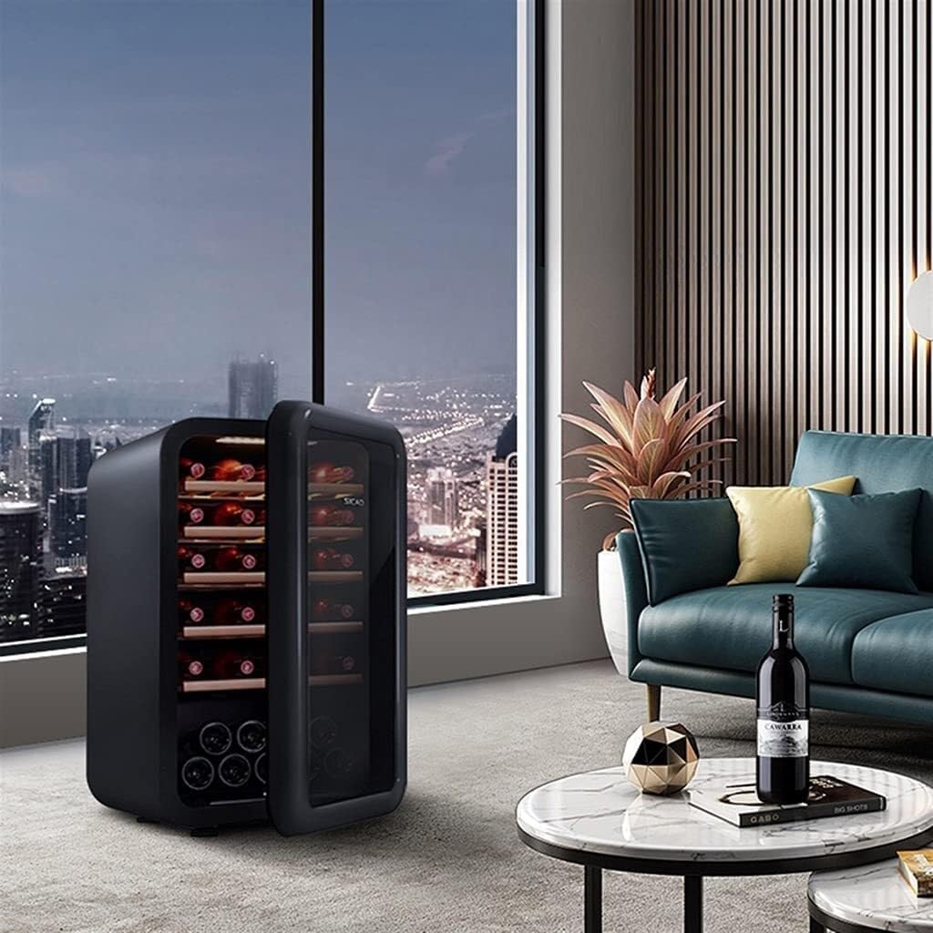 35-Bottle Wine Cooler, Home Independent Wine Cellar, Digital Display Constant Temperature Wine Cooler, Retro Refrigerator, Beverage Ice Bar (White 48.5 * 64 * 82.7cm)(39)