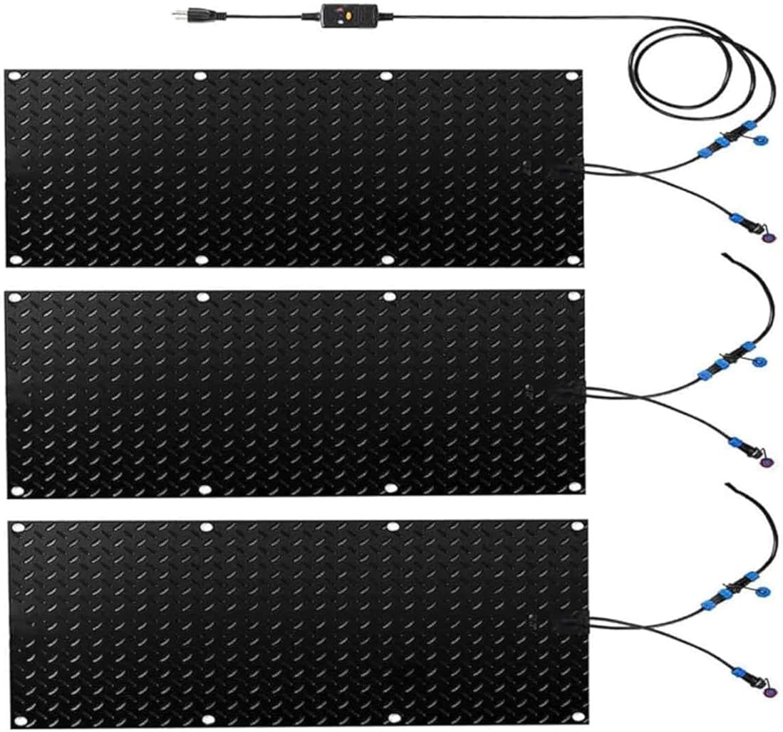 3/4 Pieces Heated Snow Melting Mats for Entrances 10x30in / 10x48in- Outdoor Stairs- Non-Slip Winter Removal and Ice Melt Products -Snow Melting Mats, for Winter Sn(3 Pcs-10in x 35.4in (25.4x90 cm))