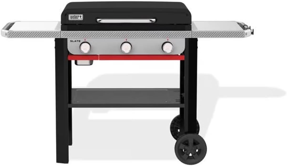 Weber Slate 28-inch 3-Burner Propane Gas Griddle, Rust-Resistant Flat Top Outdoor Grill in Black