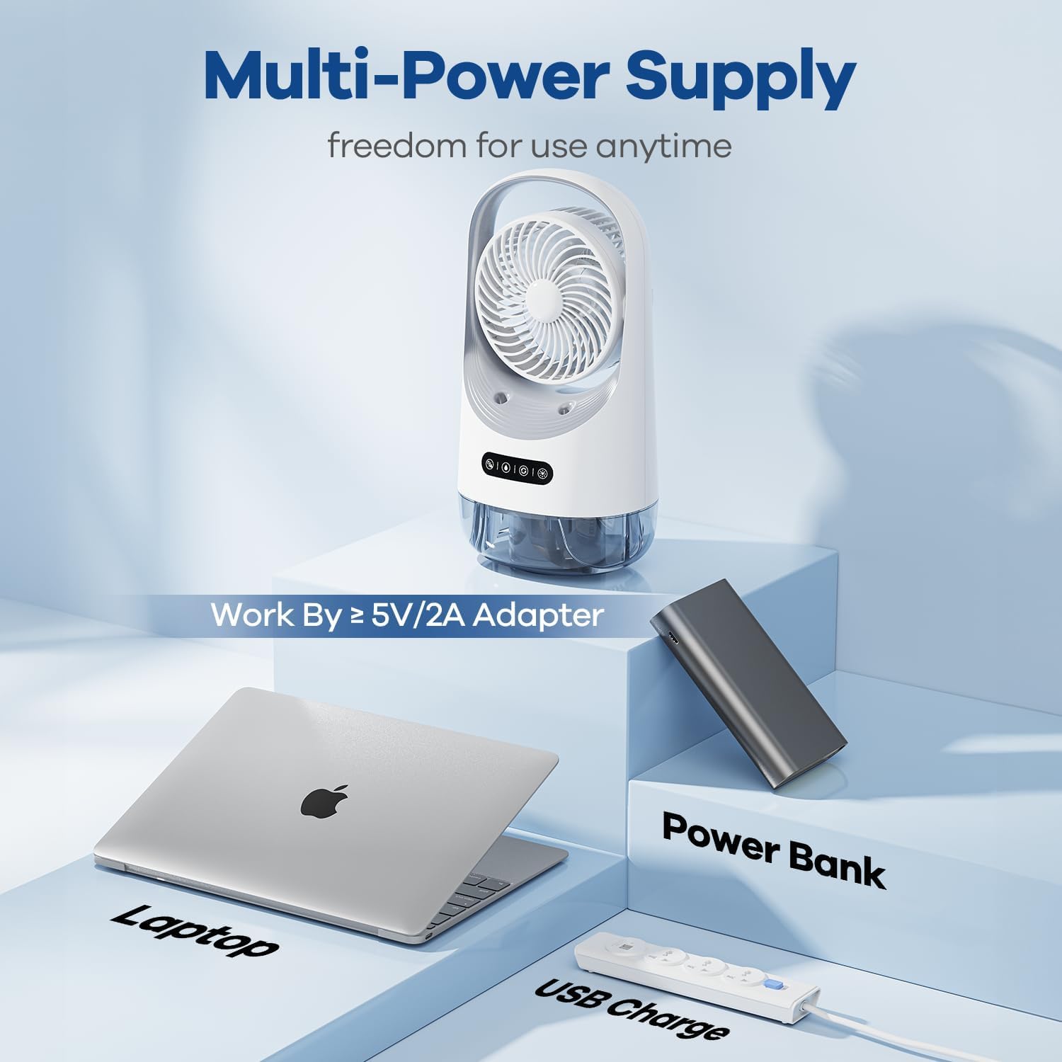 Portable Air Conditioners, 3 In 1 Personal Air Conditioner,3 Speeds USB Mini Air Cooler with 400ML Water Tank for Bedroom, Office, Living Room