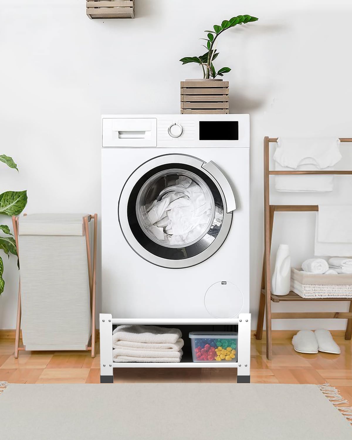 Washer Dryer Laundry Pedestals Base with Storage Shelf, Washer and Dryer Stand Universal Platform, 28.3
