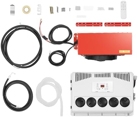 RV Air Conditioner, 12V DC Air Conditioner Unit Truck 11000 Btu RV Bus Excavator Agricultural Vehicle Construction Vehicle (Red)