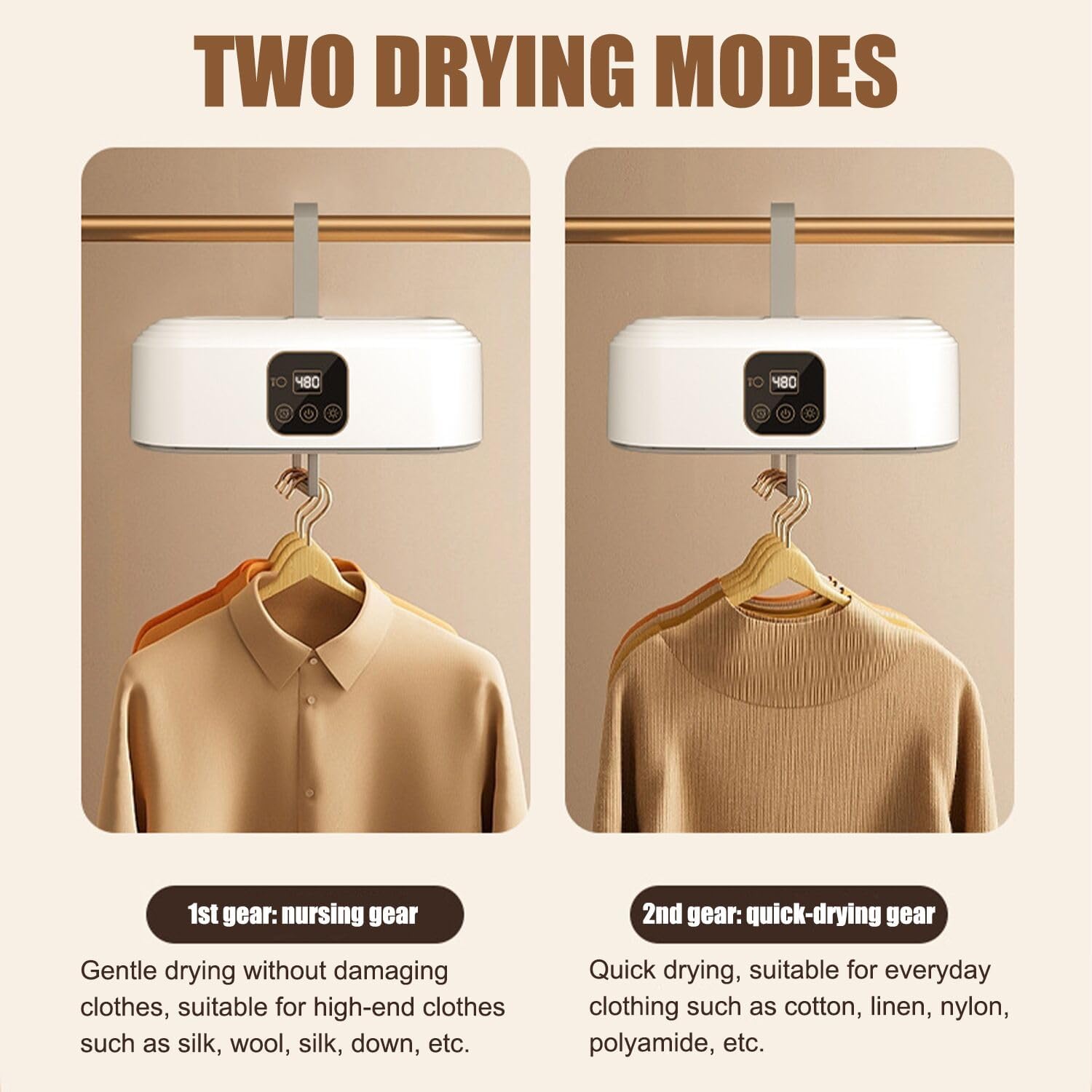 Portable Clothes Dryer, Convenient Compact Mini Laundry Dryers with Remote Control/Dryer Bag/1-8 Hours Timing/2-Speed Adjustment,Foldable Small Electric Dryer Machine, for Travel, Apartment, RV, Dorm