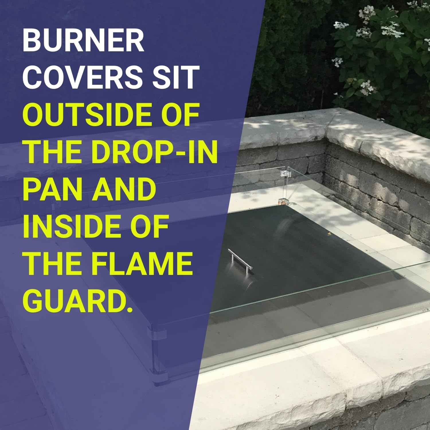 American Fireglass Rectangular Burner Pan Cover | Stainless Steel Lid for Outdoor Fire Pit or Table | for Natural Gas or Propane Fires | 39