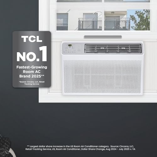 TCL H12W35W 12,000 BTU Smart Window Air Conditioner, AC Unit, Fan & Dehumidifier, 550 Sq. Ft, Remote Control, Compatible with Alexa/Google Assistant, White