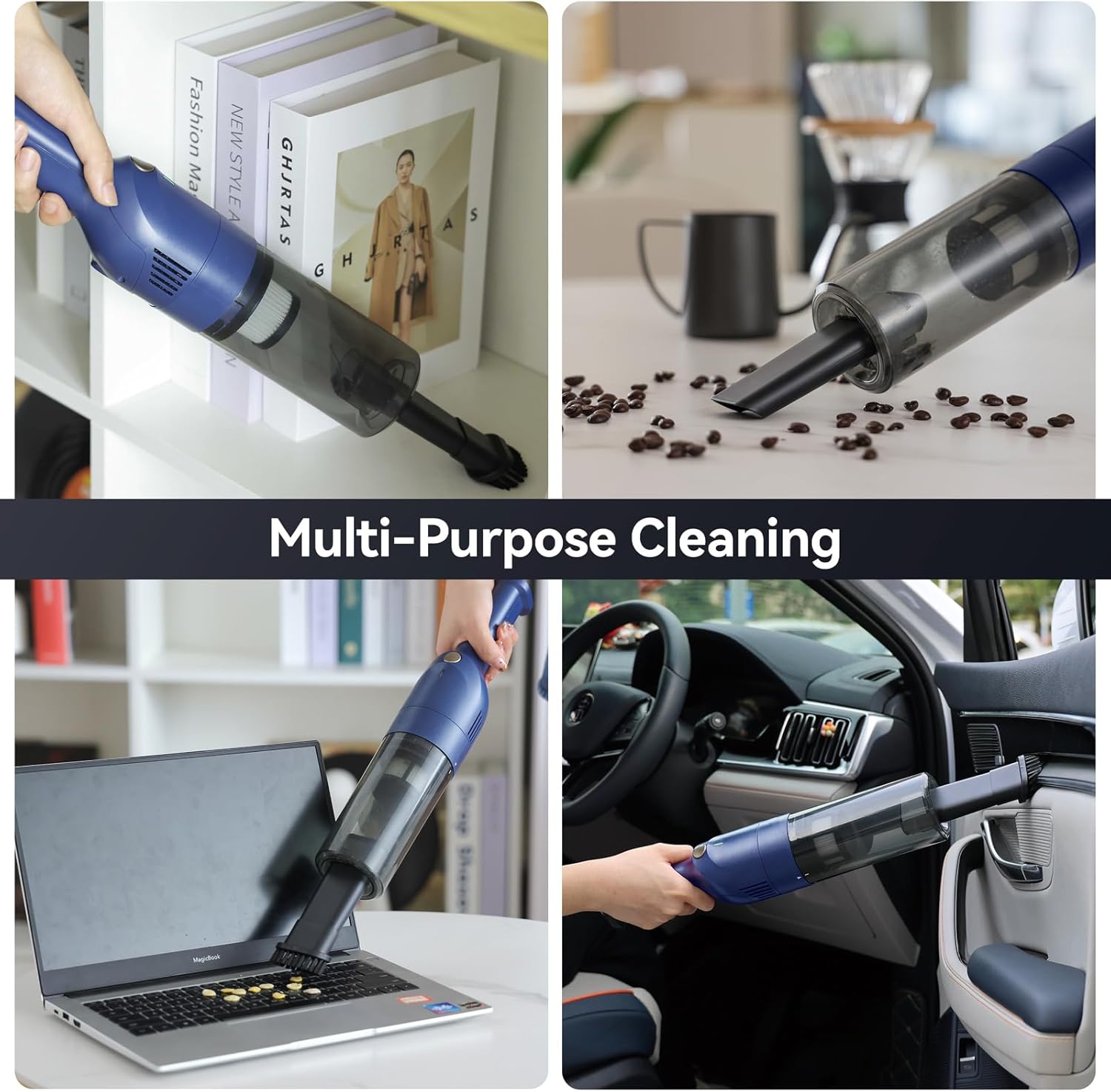 Handheld Vacuum Cordless, Rechargeable Car Vacuum Cleaner with 30 Mins Runtime, Mini Hand Vacuum with 10000 Pa Powerful Suction, Portable Hand Held Vacuum for Car Pet Hair Hardwood Floor Home (Azure)