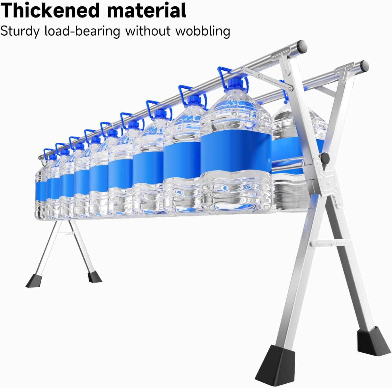 MIKEE 79-Inches Clothes Drying Rack,Foldable Laundry Drying Rack Clothing for Indoor/Outdoor，Length-Adjustable Clothes Rack，Space-Saving,with 20 Windproof Hooks