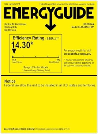 Goodman 2 TON 14.5 SEER2 R-32 AC Only System and Front or bottom return air handler with 8kW heat kit (GLXS4BA2410 condenser and AWST24SU1308 air handler)