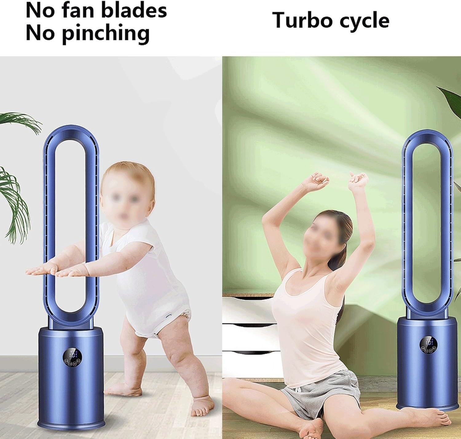 Bladeless Fan Electric Fan Home air Conditioning air Circulation Tower Fan Floor Fan Without Fan Blade Mute air Circulation Fan with Remote Control can be timed(Blue)
