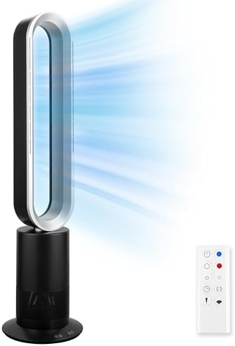 Simple Deluxe 45 Inch Bladeless Tower Fan with Remove, Cooling Fan for Indoor Use, Oscillating Fan for Home Bedroom