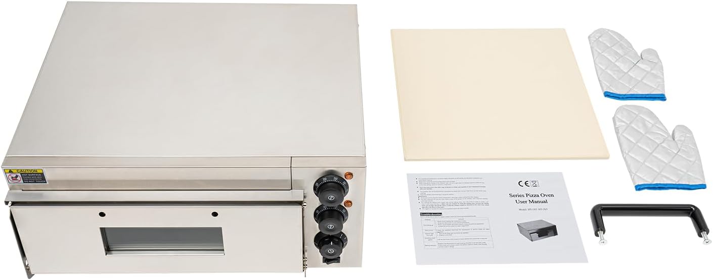 1800W Electric Pizza Oven Indoor Commercial Pizza Oven Countertop Pizza Maker Multipurpose Indoor Pizza Machine for Home Restaurants Bakeries – Adjustable Temp (122-662°F）-Makes 16 inch Pizzas