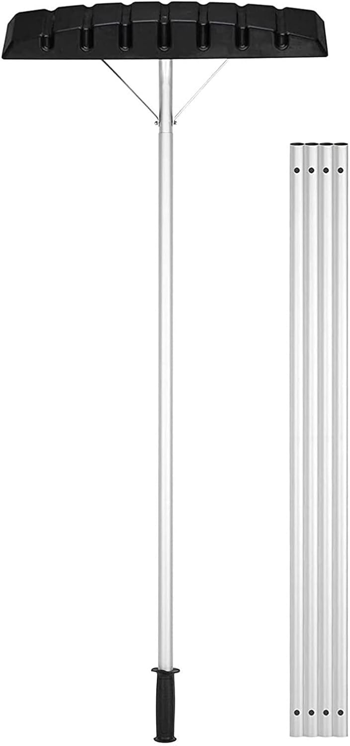 Snow Rake Extendable Snow Roof Rake with Anti-Skid Soft TPE Handle 5Ft-20Ft Lightweight Scratch Free Snow Rake with 25