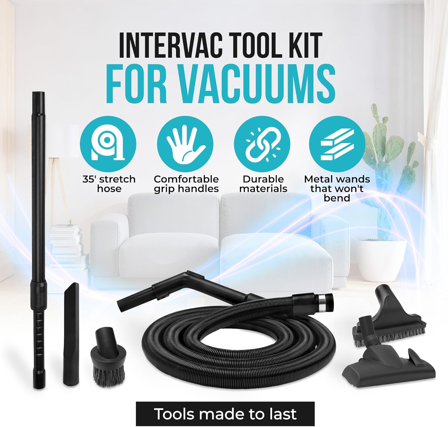 InterVac Design Complete Compact Central Vacuum System for Your Home, Appartment, Condo, Townhome, Workshop, Office, and Many More Living Spaces Under 2500 Square feet! New or Existing Homes.