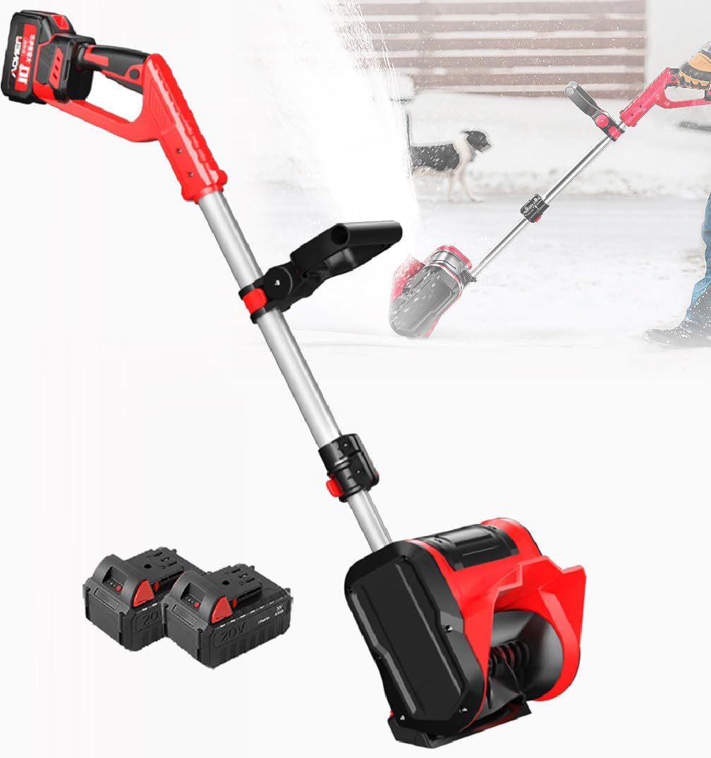 12” Brushless Cordless Snow Shovel, Snow Blower Shovel for Patio Driveway w/Adjustable Front Handle & Telescopic Pole, for Patio, Playground, Farm