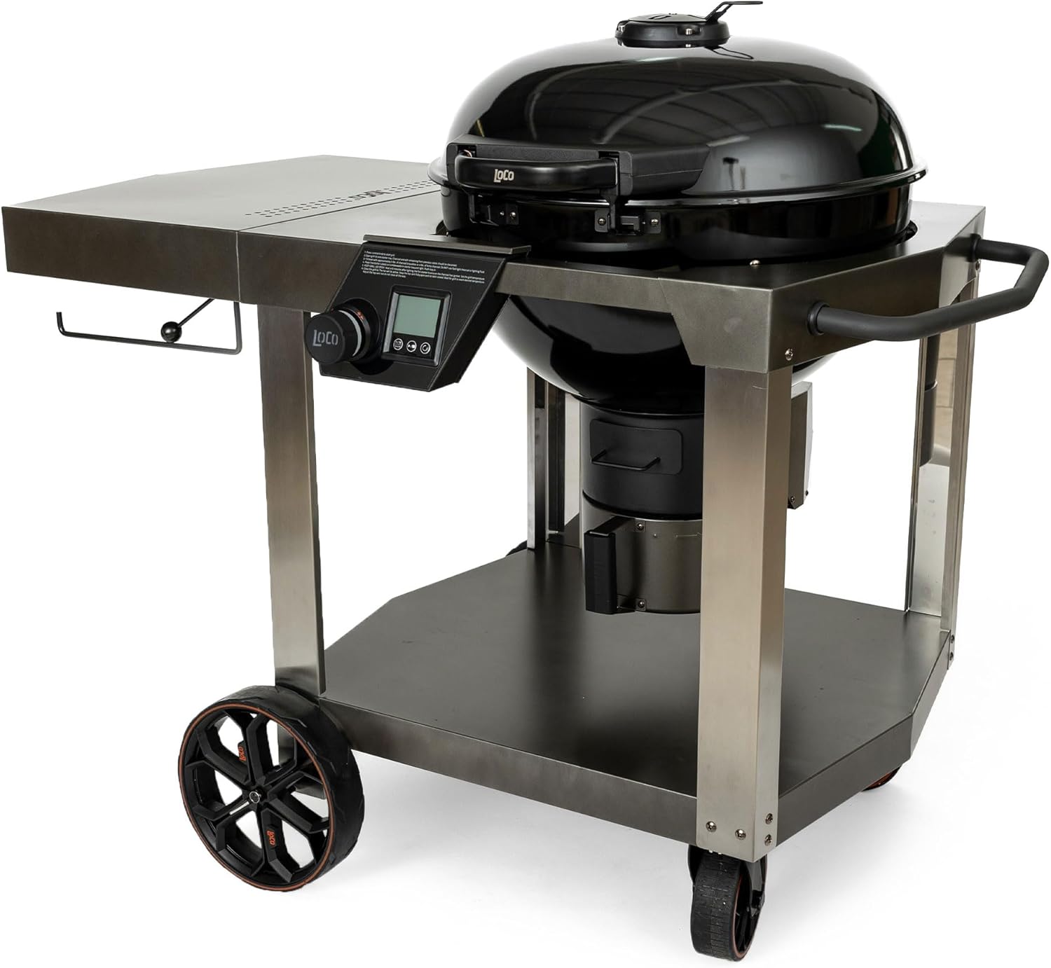LoCo Cookers 22.5-Inch Bowl SmartTemp Kettle Grill with Cart, Charcoal & Wood Compatible, Black – with Backlit LCD, Stainless Steel Cooking Grate, and Sealed Lid for Smoking & Searing