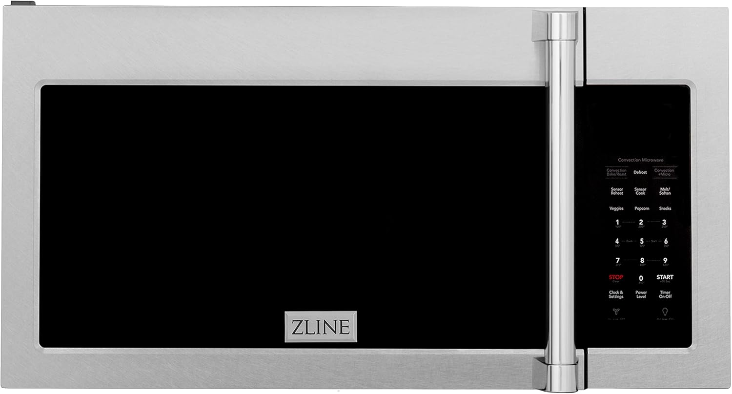 ZLINE 30 in. 1.5 cu. ft. Over-The-Range Microwave in Satin Stainless Steel with Traditional Handle and Set of 2 Charcoal Filters (MWO-OTRCFH-30-SS)