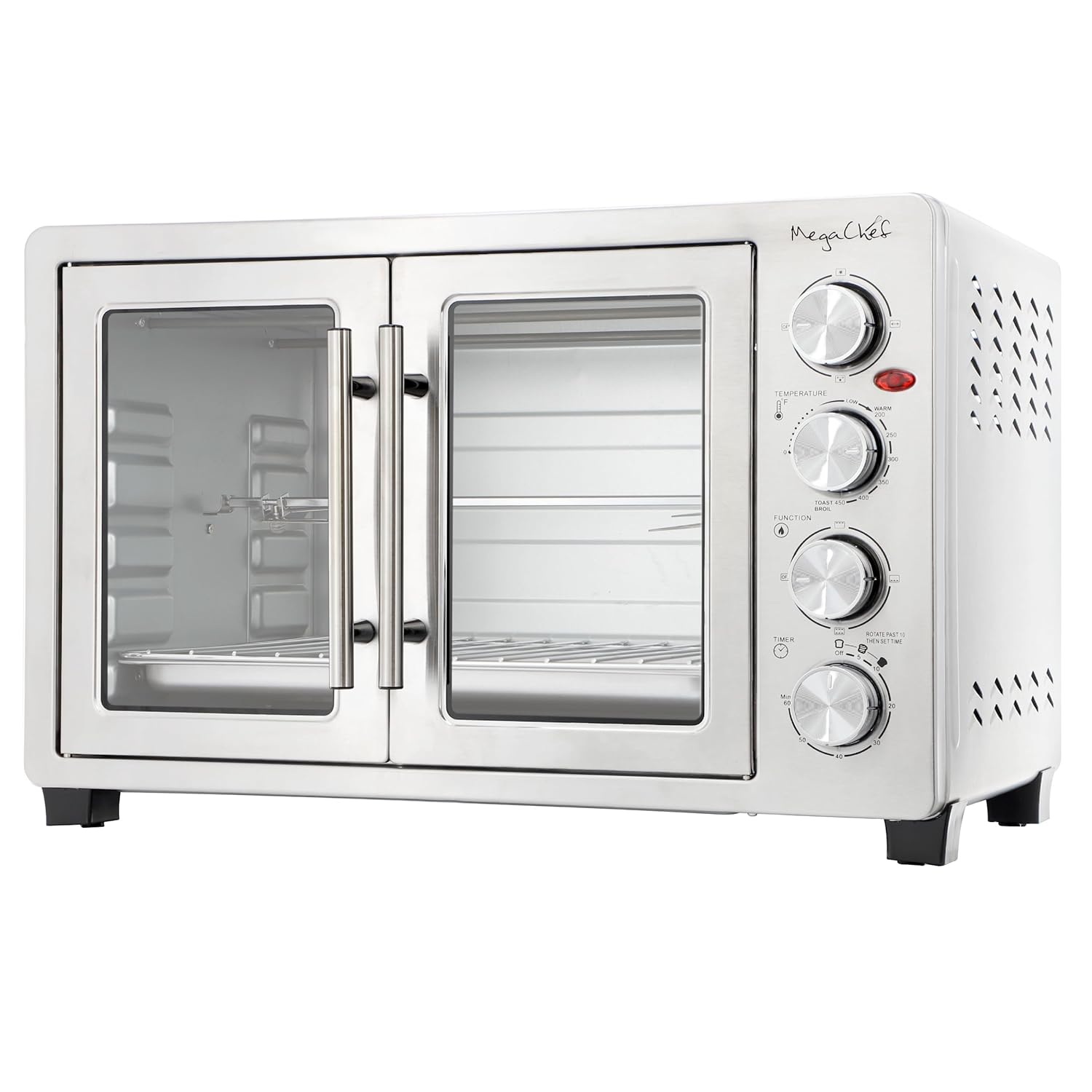 MegaChef 47 Quart Electric French Door Rotisserie Convection Counter Top Oven with Convection and Oven Lamp