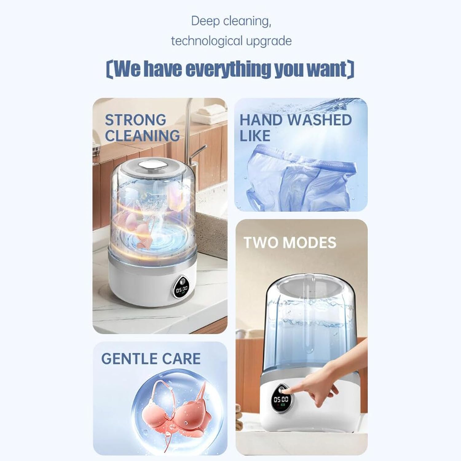 Mini Laundry Machine, Portable Rechargeable Mini Washing Machine for Underwear Sock for Apartment Dorm Hotel Travel