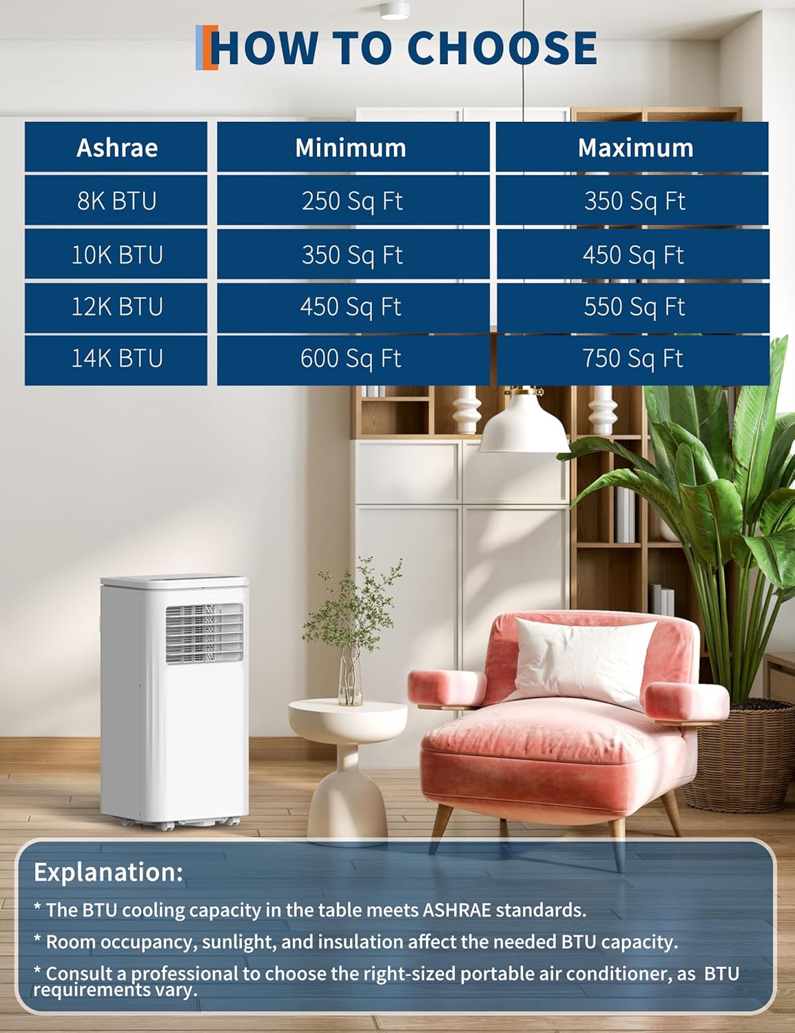 Small Air Conditioner Portable 8,000 BTU with Built-in Dehumidifier - Portable AC unit for rooms up to 350 sq ft - Remote Control, Window Mount Exhaust Kit
