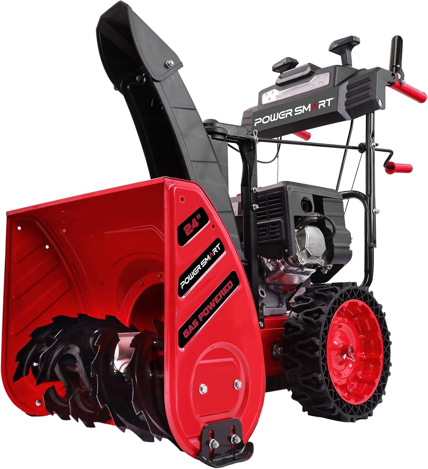 PowerSmart Snow Blower Gas Powered 24 in. 252cc OHV Engine with Eletric Start, 13 in. Airless Tires, Self-Propelled Two-Stage Snowblower