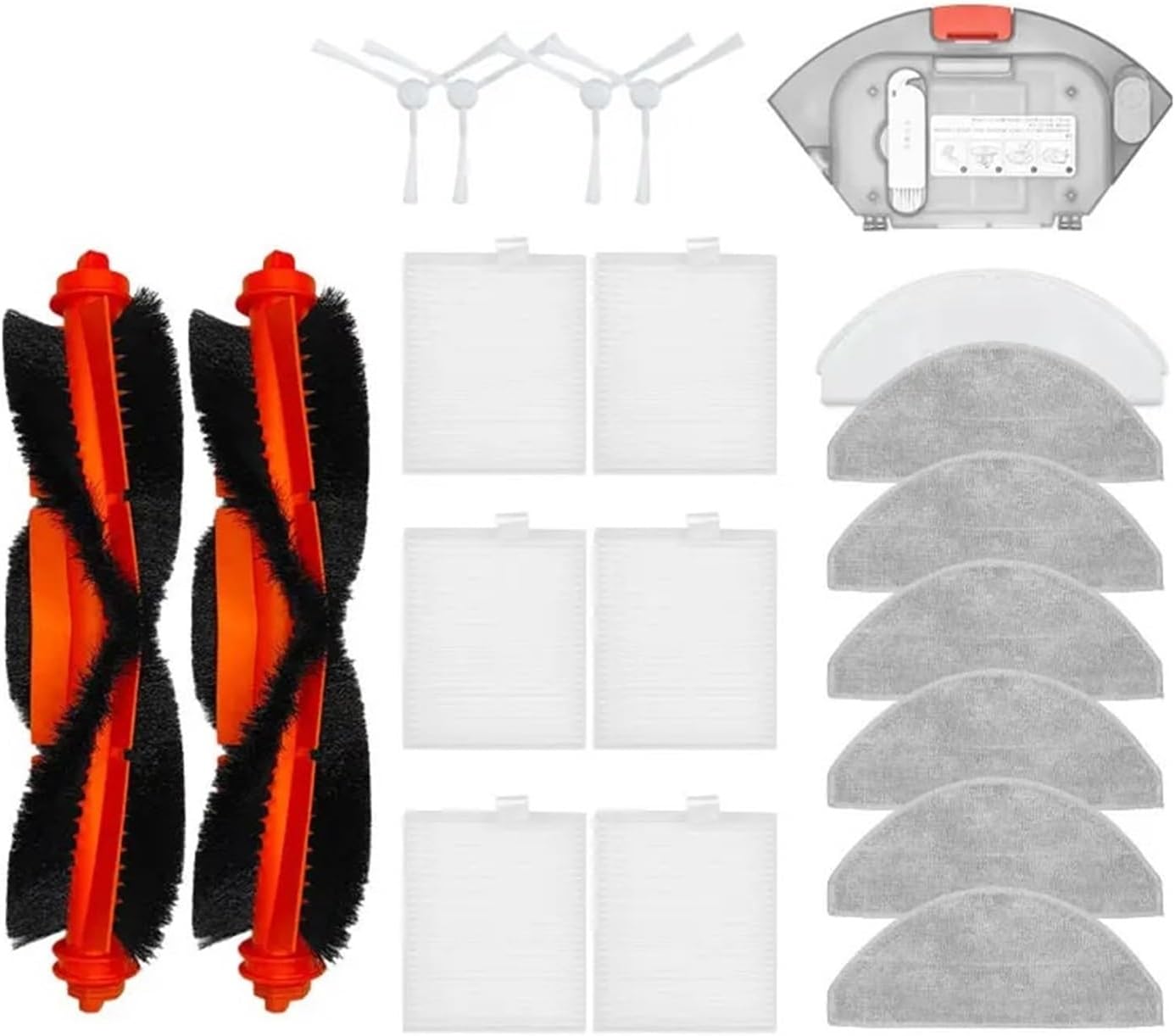 Vacuum Cleaner Side Brush Compatible for Xiaomi Vacuum Cleaner S20 E12 E10 B112 Sweeping Robot Vacuum Cleaner Side Brush Mop Cloth HEPA Filter Spare Parts(20PCS)