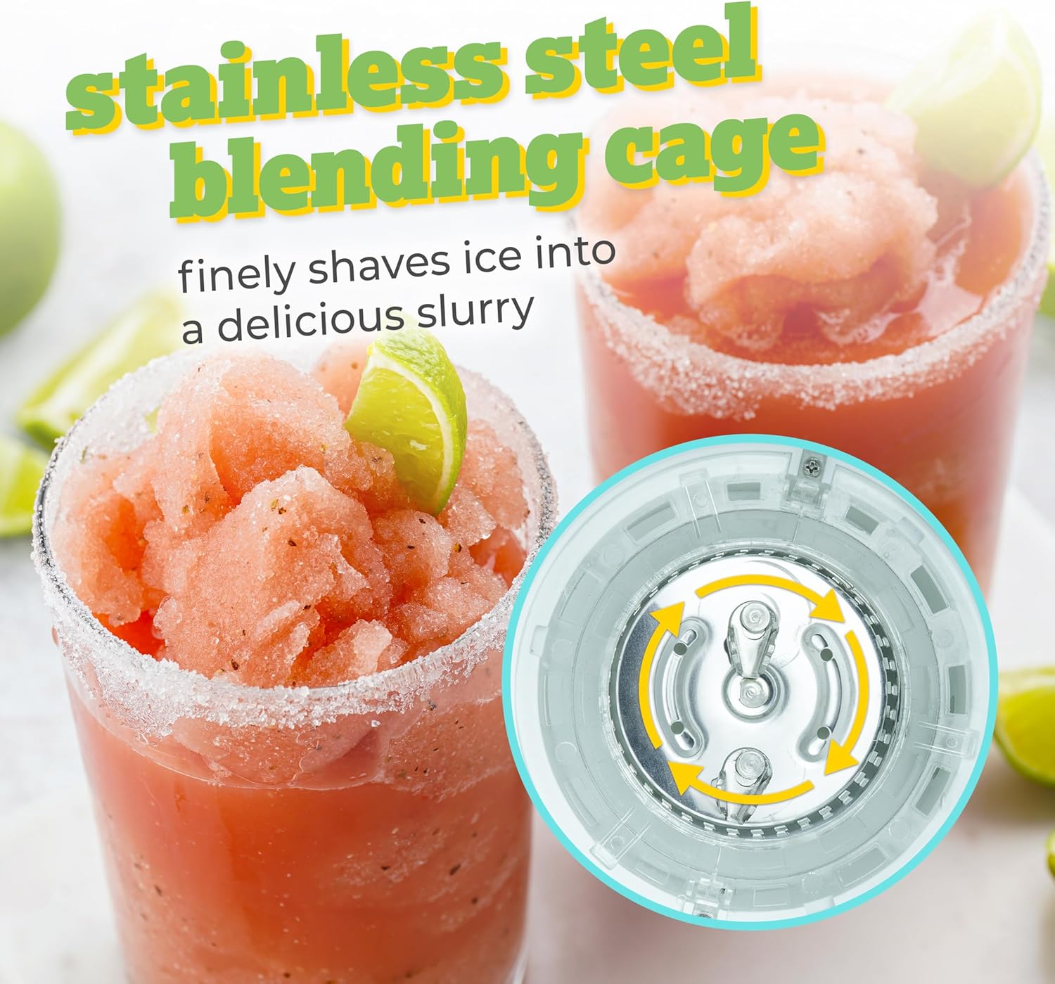 Nostalgia Taco Tuesday Tailgator Margarita Machine - Blender for Smoothies, Margaritas, Daiquiris, and Slushies - White/Lime Green - 128-Ounce - 10